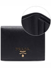 Saffiano Metal Logo Gold Fold Wallet Black - PRADA - BALAAN 3