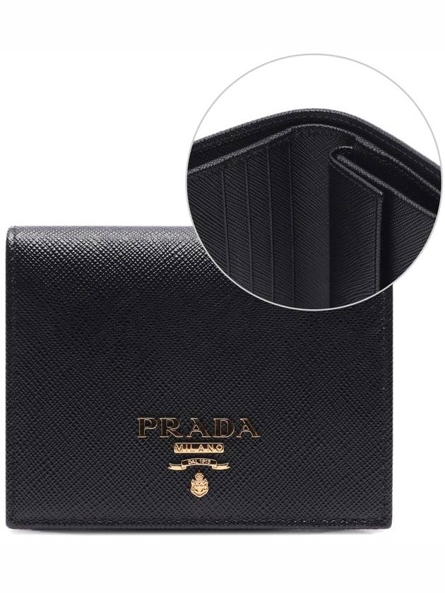 Saffiano Metal Logo Gold Fold Wallet Black - PRADA - BALAAN 2