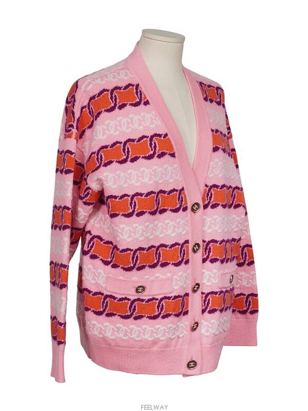 Cashmere V neck cardigan pink orange purple white 38 74499 - CHANEL - BALAAN 2