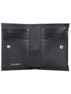 Grain Leather Quilted Stitch Card Wallet Black - SAINT LAURENT - BALAAN 5