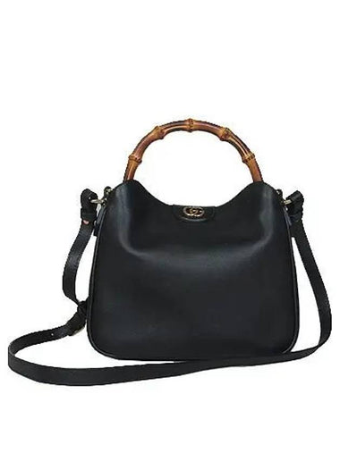 746251 Black leather Diana small bamboo tote bag shoulder strap 2WAY - GUCCI - BALAAN 1