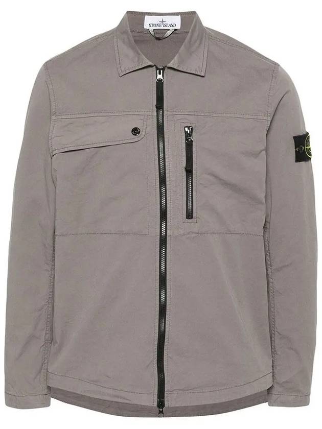 Men's Wappen Patch Zip-Up Bomber Jacket Grey Brown - STONE ISLAND - BALAAN 2