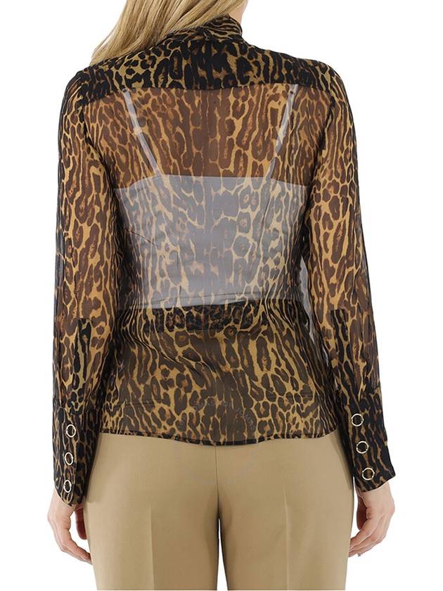 Burberry Amelie Leopard Print Silk Chiffon Ribbon Blouse, Brand Size 4 (US Size 2) - BURBERRY - BALAAN 3