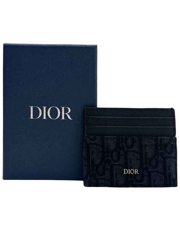 Oblique Jacquard Grain Leather Card Wallet Black - DIOR - BALAAN 2