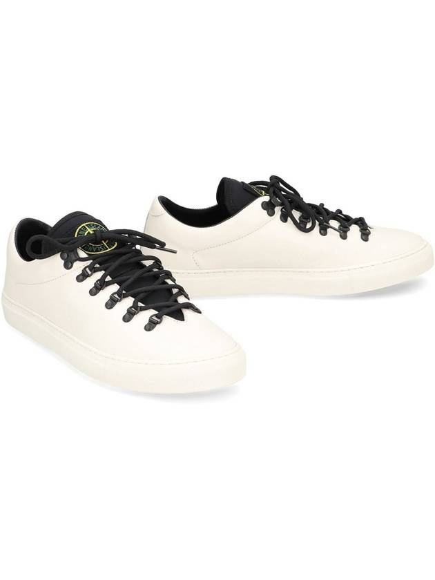 S0101 Logo Lace-Up Leather Low Top Sneakers White - STONE ISLAND - BALAAN 4