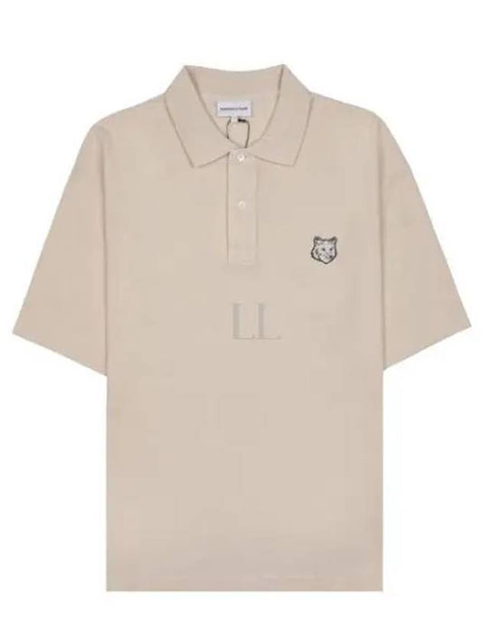 Bold Fox Head Patch Oversized Polo Shirt Beige - MAISON KITSUNE - BALAAN 2