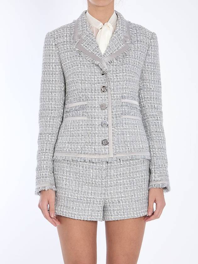 Jacket in grey lamé bouclé - DOLCE&GABBANA - BALAAN 1