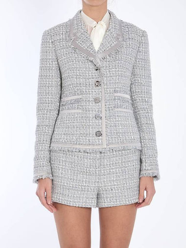 Jacket in grey lamé bouclé - DOLCE&GABBANA - BALAAN 1