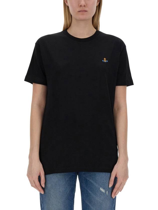 ORB Logo Cotton Short Sleeve T-Shirt Black - VIVIENNE WESTWOOD - BALAAN 17