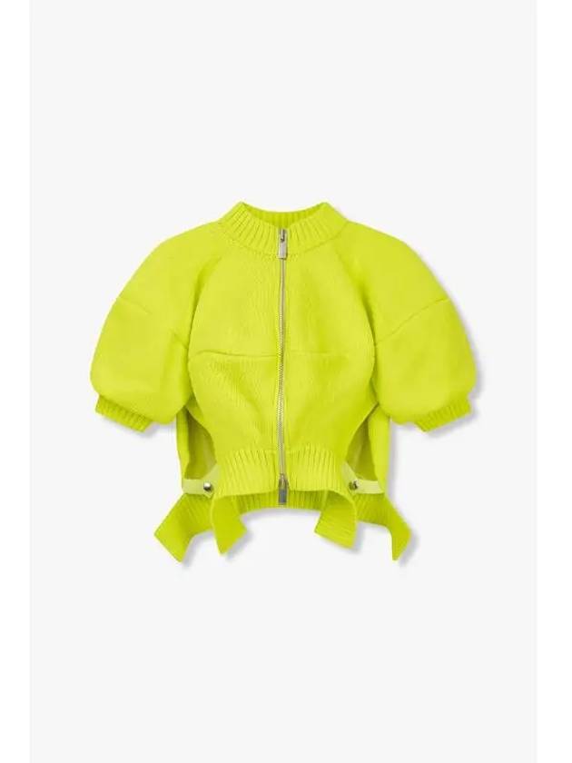 Women s Knitted Volume Slit Blouson Lime - SACAI - BALAAN 1