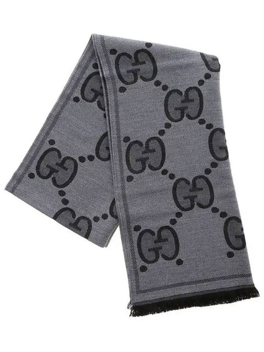 GG Wool Jacquard Scarf Grey - GUCCI - BALAAN 2