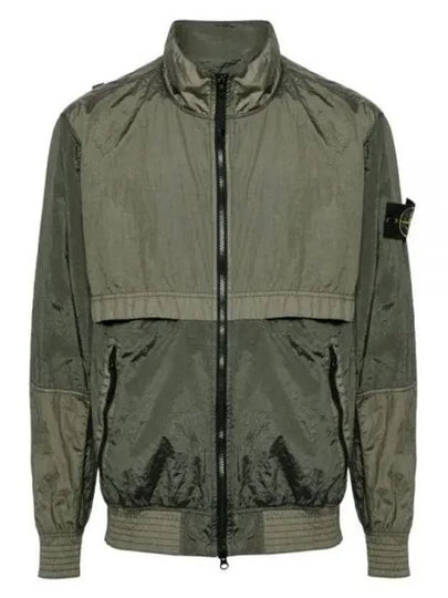 Logo Patch Recycled Nylon Track Jacket Musk Green - STONE ISLAND - BALAAN 2