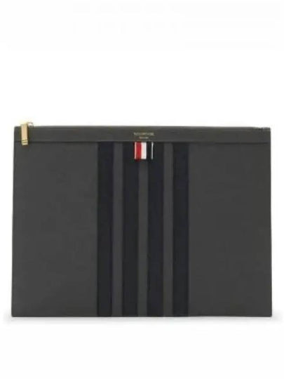 Diagonal Medium Document Case Clutch Bag Dark Grey - THOM BROWNE - BALAAN 2