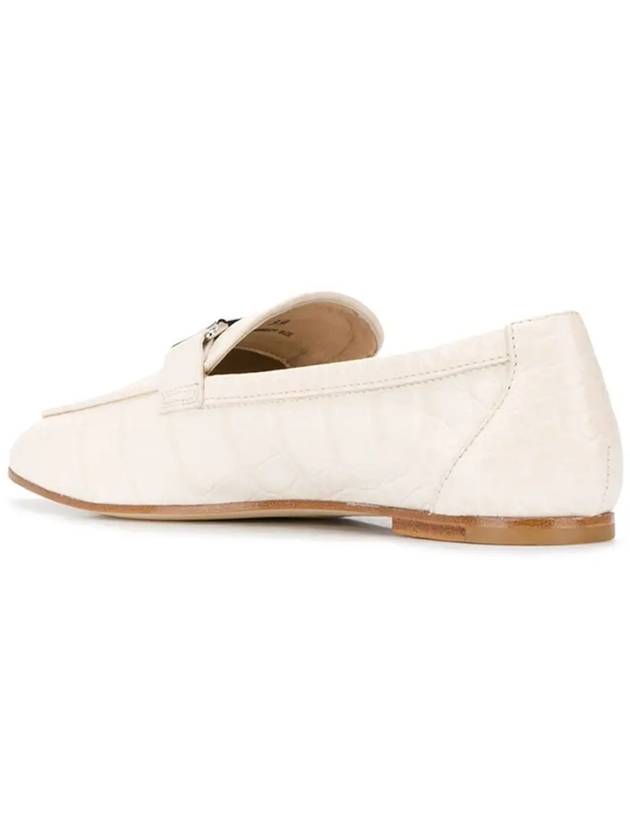 Women's Double T Crocodile Leather Moccasin Loafers White - TOD'S - BALAAN 5