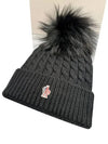 Grenoble Logo Patch Pom Pom Beanie Black - MONCLER - BALAAN 2