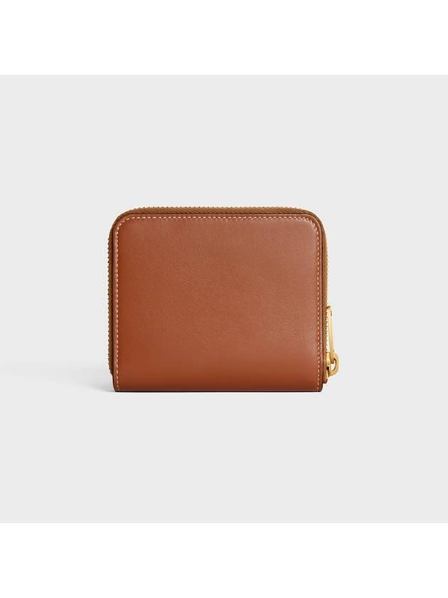 Cuir Triomphe Compact Smooth Calfskin Half Wallet Tan - CELINE - BALAAN 4