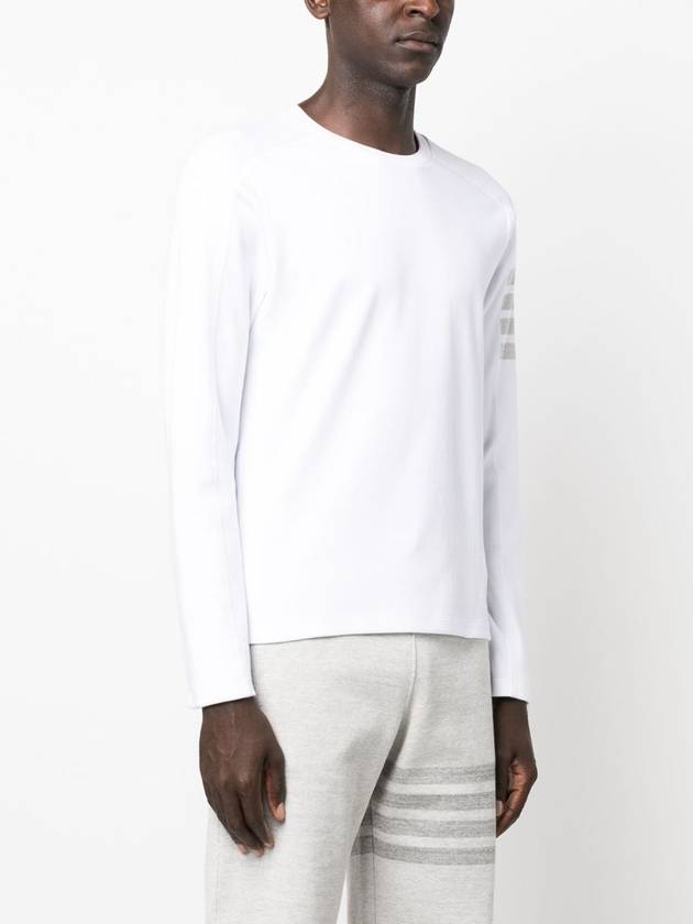 4-Bar Striped Cotton Long Sleeve T-Shirt White - THOM BROWNE - BALAAN 6