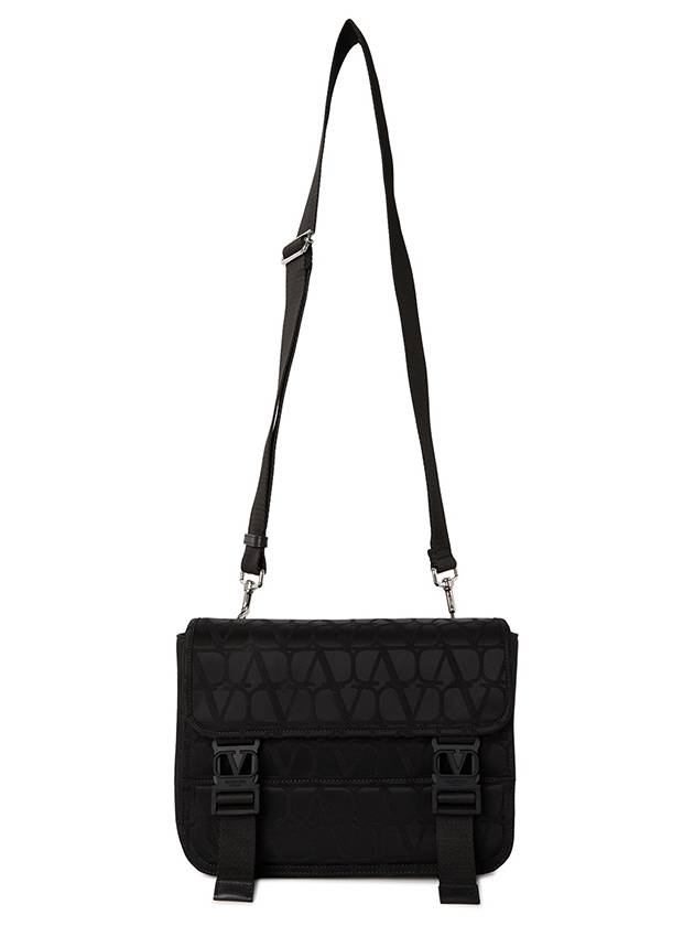 Toile Iconograph Leather Detail Shoulder Bag Black - VALENTINO - BALAAN 7