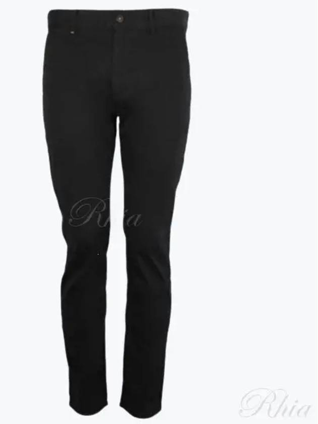 Slim Fit Stretch Cotton Satin Chino Straight Pants Black - HUGO BOSS - BALAAN 2