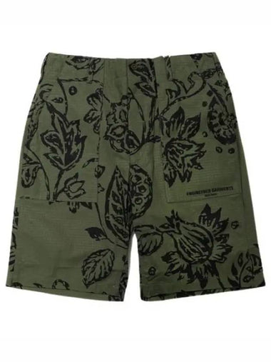 Fertig Shorts Olive Floral Print Ripstop - ENGINEERED GARMENTS - BALAAN 1