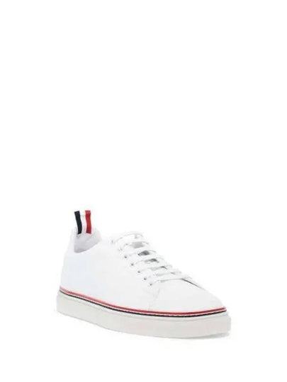 Tennis Vitello Calf Leather Low Top Sneakers White - THOM BROWNE - BALAAN 2