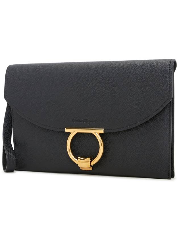 Gancini Margot Clutch Bag Black - SALVATORE FERRAGAMO - BALAAN 3