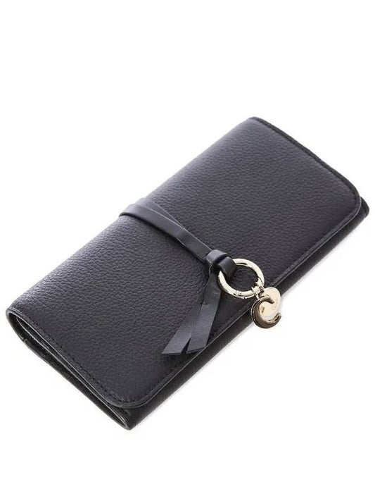 Alphabet Charm Leather Flap Long Wallet Black - CHLOE - BALAAN.