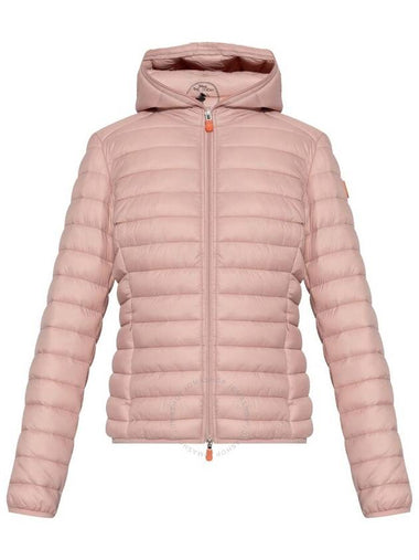 Save The Duck Ladies Pink Daisy Animal Free Hooded Puffer Jacket Brand Size 3 Large - SAVE THE DUCK - BALAAN 1