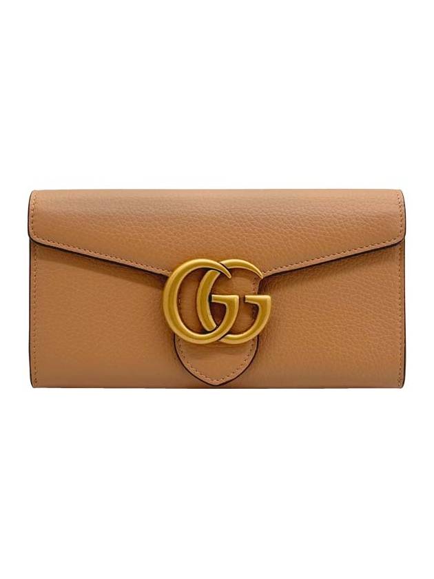 Beige GG logo Marmont flap long wallet 779776 D736 - GUCCI - BALAAN 1