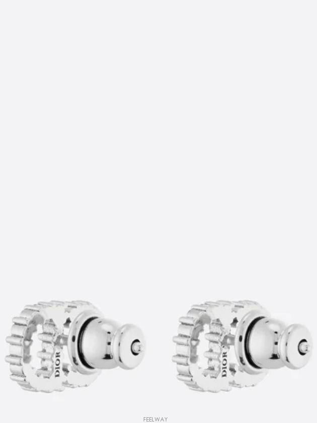 Claire D Lune Finish Metal White Crystal Earrings Silver - DIOR - BALAAN 5