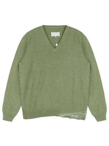 Margiela 22SS S31HA0835 S17907 691F Women's Stitched V-neck Knit Sage　 997439 - MAISON MARGIELA - BALAAN 1