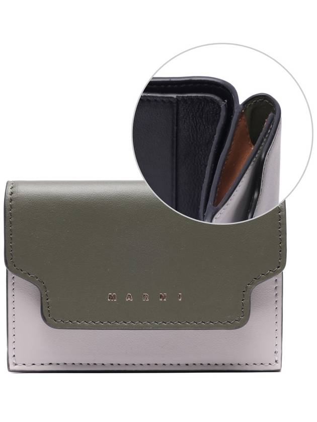 Saffiano Leather Tri-fold Half Wallet Green - MARNI - BALAAN 3