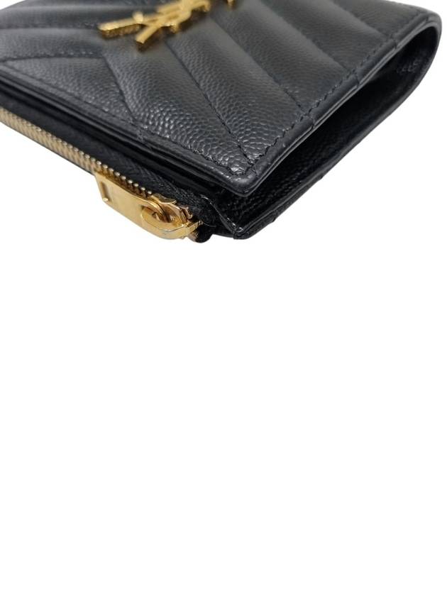 575879 Matelasse gold logo black leather card holder bi fold wallet - SAINT LAURENT - BALAAN 5