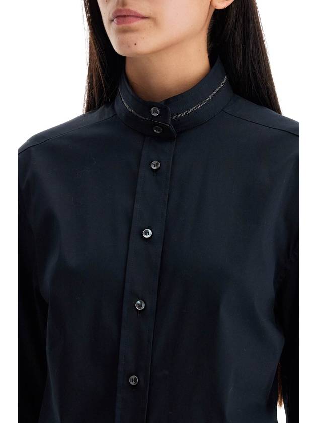 high-neck blouse with monile embellishment - BRUNELLO CUCINELLI - BALAAN 4