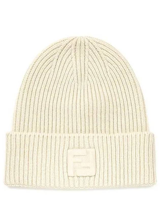 Logo Knit Beanie White - FENDI - BALAAN 2