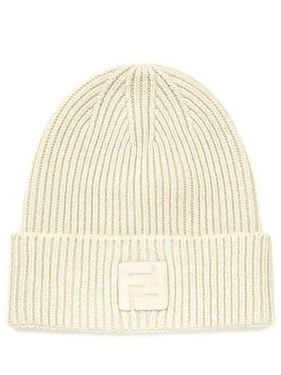 Logo Knit Beanie White - FENDI - BALAAN 2