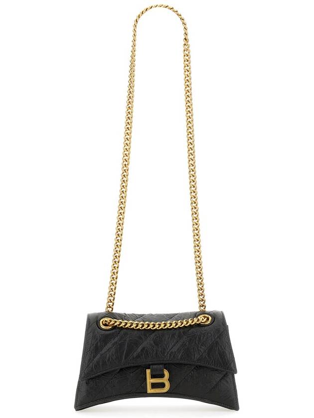 Women's Crush Logo Gold Chain Small Shoulder Bag Black - BALENCIAGA - BALAAN 4