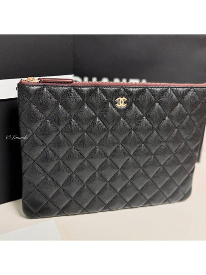 Gold CC Logo Medium Calfskin Clutch Bag Black - CHANEL - BALAAN 2