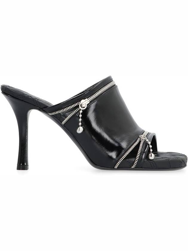 Peep Stiletto Heel Leather Mule Black - BURBERRY - BALAAN 3