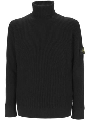 Logo Knit Turtleneck Black - STONE ISLAND - BALAAN 1