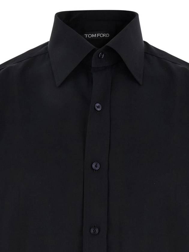 Black Shirt With Classic Collar In Tech Fabric Man - TOM FORD - BALAAN 3