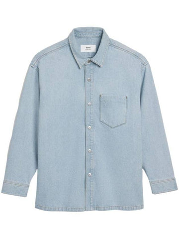 De Coeur Oversized Long Sleeve Shirt Bleached Blue - AMI - BALAAN 1