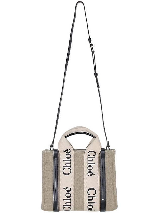 Woody Small Canvas Tote Bag Navy Beige - CHLOE - BALAAN 4