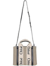 Woody Small Canvas Tote Bag Navy Beige - CHLOE - BALAAN 4