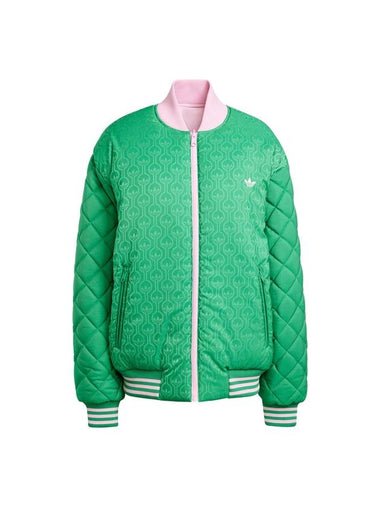 70S Trefoil Monogram Reversible Bomber Jacket Green Pink - ADIDAS - BALAAN 1