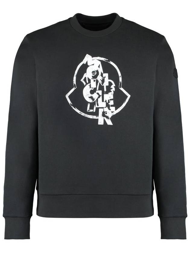 Logo Motif Cotton Sweatshirt Black - MONCLER - BALAAN 2