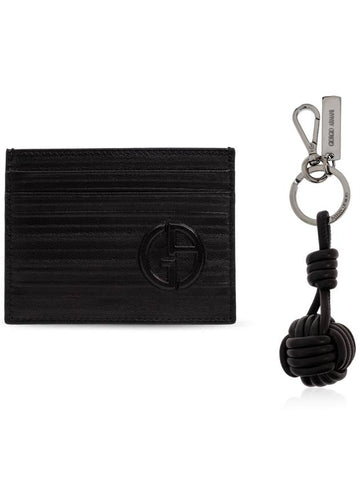 Giorgio Armani Set: Card Case And Keychain, Men's, Black - GIORGIO ARMANI - BALAAN 1