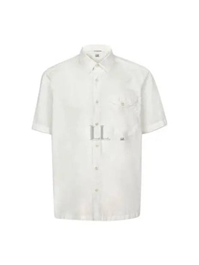 Poplin Small Logo Button Short Sleeve Shirt White - CP COMPANY - BALAAN 2