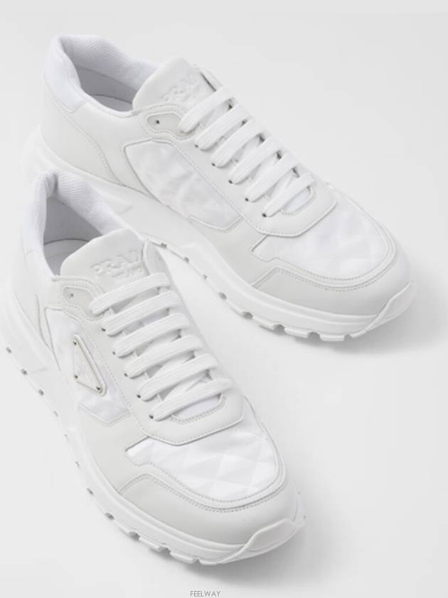 Leather Re-Nylon High Top Sneakers White - PRADA - BALAAN 7