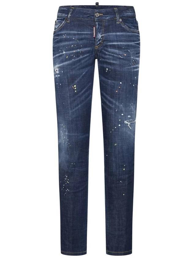 Jennifer Destroy Straight Jeans Navy - DSQUARED2 - BALAAN.